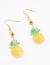 Boucles d’oreilles pendantes en acrylique Diamante jaunes et vertes à l’ananas