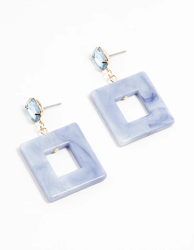 Boucles d’oreilles découpées en acrylique bleu à découpe carrée