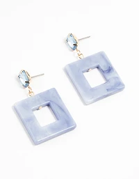 Boucles d’oreilles découpées en acrylique bleu à découpe carrée