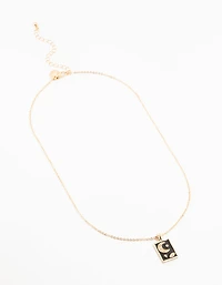 Collier Étiquette Lune & Étoiles Diamant Or & Noir