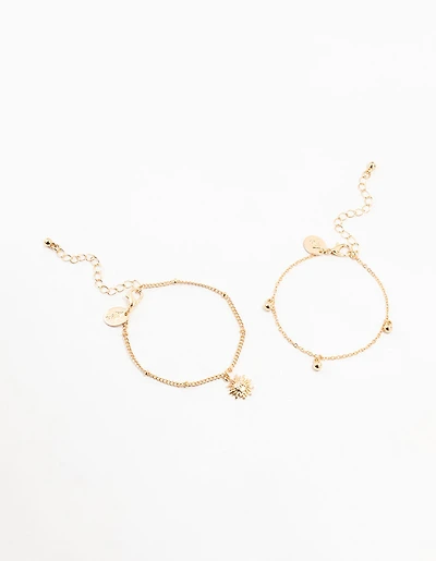 Bracelets pendentifs Gold Sun & Ball Pack de 2