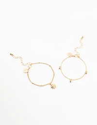 Bracelets pendentifs Gold Sun & Ball Pack de 2