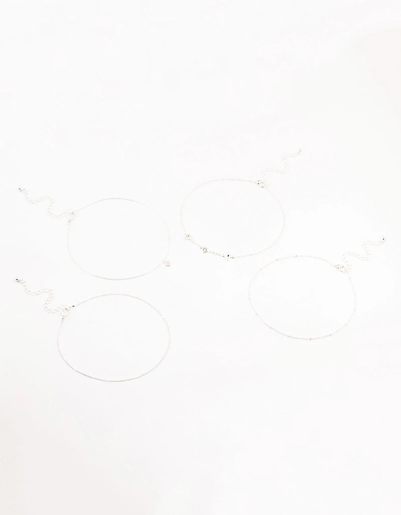 4-pack de 4 colliers en forme de chaîne de boules d’argent en forme de cœur