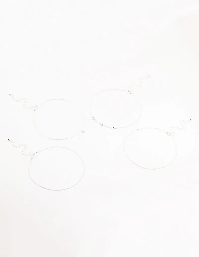 4-pack de 4 colliers en forme de chaîne de boules d’argent en forme de cœur