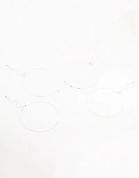 4-pack de 4 colliers en forme de chaîne de boules d’argent en forme de cœur