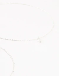 Silver Ball Chain Heart Chokers 4-Pack