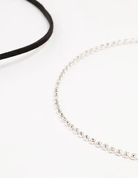 Silver Rope Heart Cupchain Chokers 3-Pack