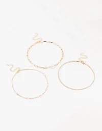 Gold Cupchain Pearl Chokers 3-Pack
