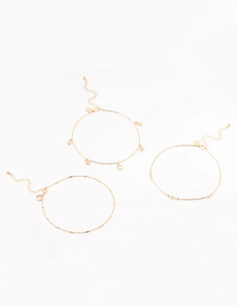 Gold Tab Diamante Star Chokers 3-Pack