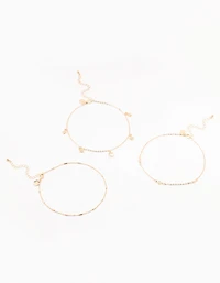 Gold Tab Diamante Star Chokers 3-Pack