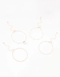 Rose Gold Stone Pearl Butterfly Bracelets 4-Pack