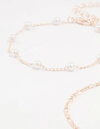 Rose Gold Stone Pearl Butterfly Bracelets 4-Pack