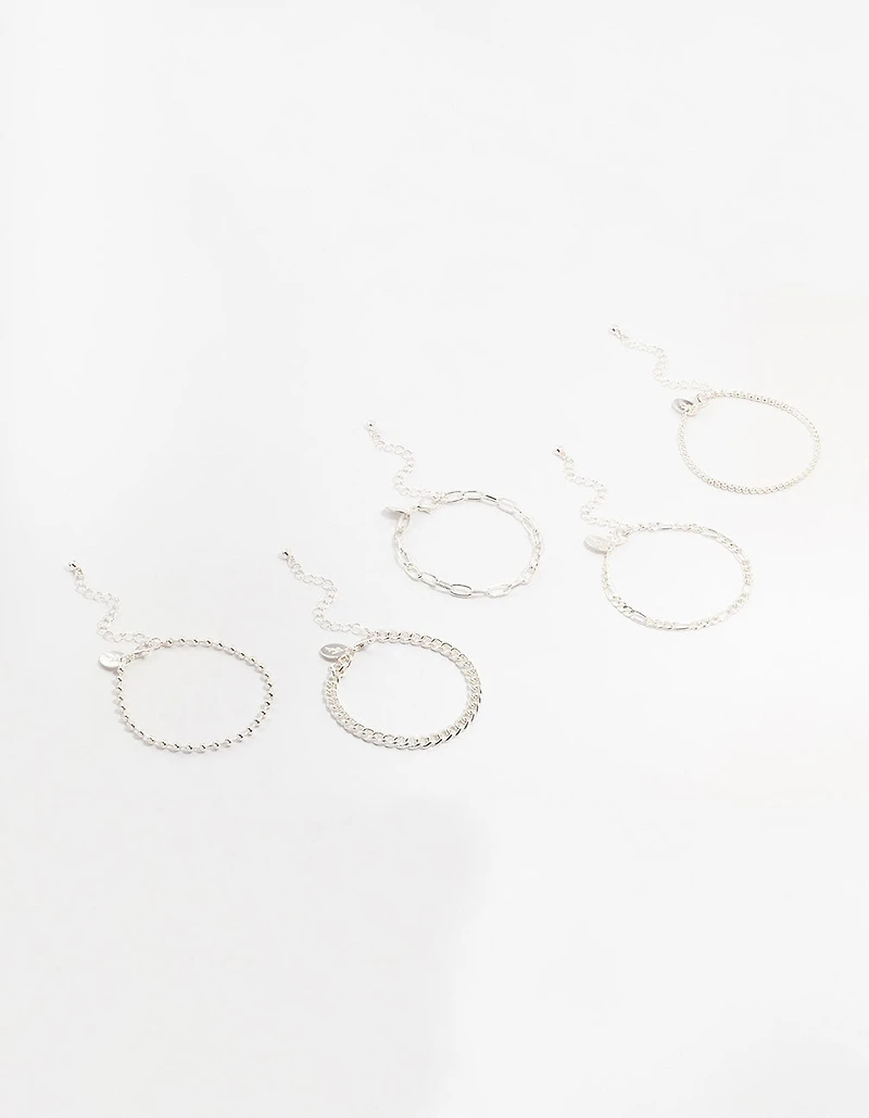 Bracelets Figaro & Ball en argent en pack 5