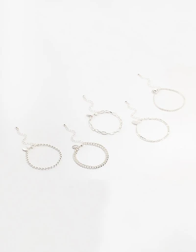 Bracelets Figaro & Ball en argent en pack 5