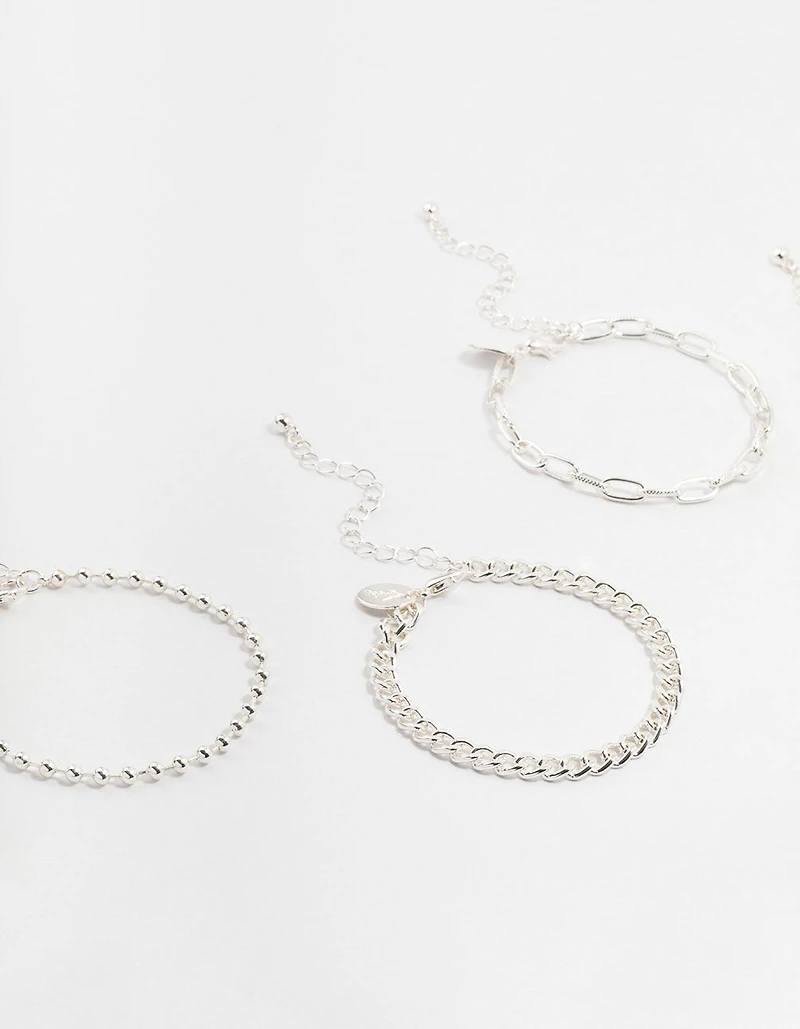 Bracelets Figaro & Ball en argent en pack 5