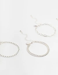 Bracelets Figaro & Ball en argent en pack 5