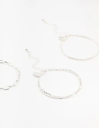 Bracelets Figaro & Ball en argent en pack 5