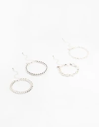 Silver Heart & Ball Chain Bracelets 4-Pack