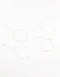 Silver Paperclip Pearl Bracelets 4-Pack