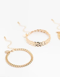 Gold Watch Link Chain Bracelets 4-Packs