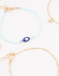 Gold Tab Evil Eye Bracelets 4-Pack