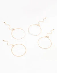 Gold Pearl Paperclip Chain Bracelet 4-Pack