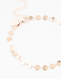 Rose Gold Disc Chain Diamante Anklets 3-Pack