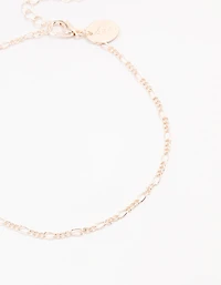 Rose Gold Figaro Diamante Flower Anklets 3-Pack