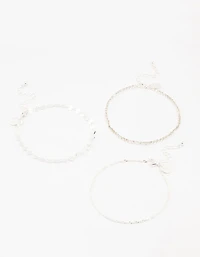 Silver Disc & Cupchain Anklets 3-Pack