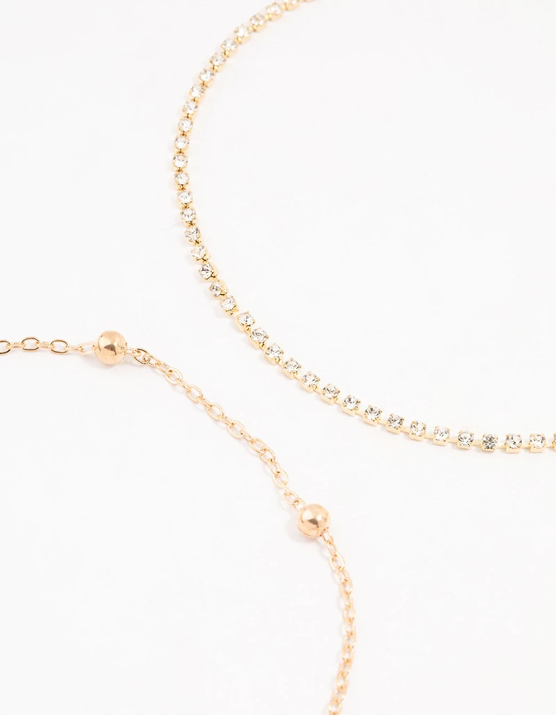 Gold Twisted Cupchain Anklets 3-Pack