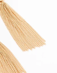 Gold Knit Tassel Drop Earrings