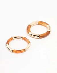 Gold & Resin Stretch Bangles 2-Pack