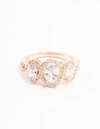 Rose Gold Trio Oval Cubic Zirconia Ring