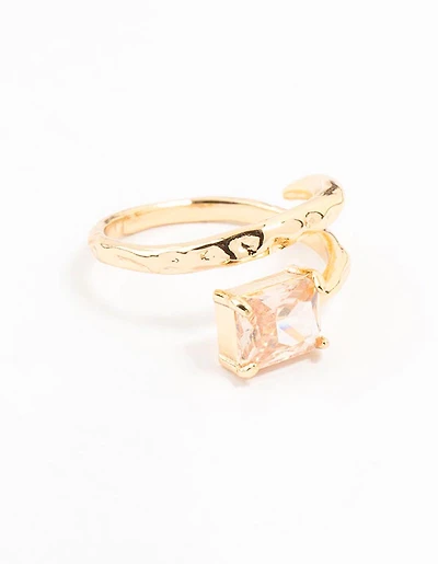 Gold Plated Rectangular Fine Wrapped Ring