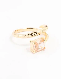 Gold Plated Rectangular Fine Wrapped Ring