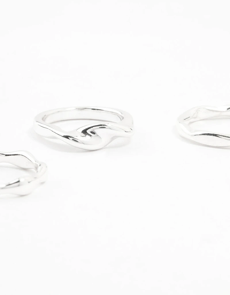 Silver Plated Irregular Stacking Rings 3-Pack