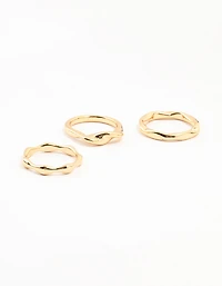Gold  Plated Irregular Stacking Rings 3-Pack
