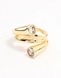 Gold Plated Round Cubic Zirconia Wrapped Ring
