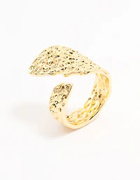 Gold Plated Textured Metal Wrap  Ring