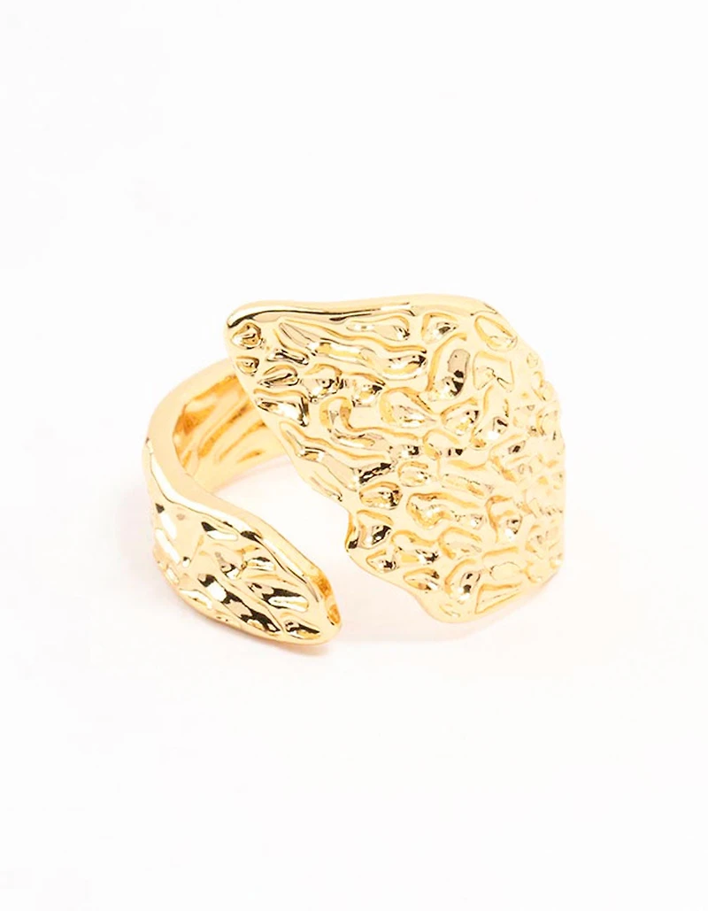 Gold Plated Textured Metal Wrap  Ring