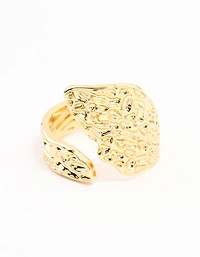 Gold Plated Textured Metal Wrap  Ring