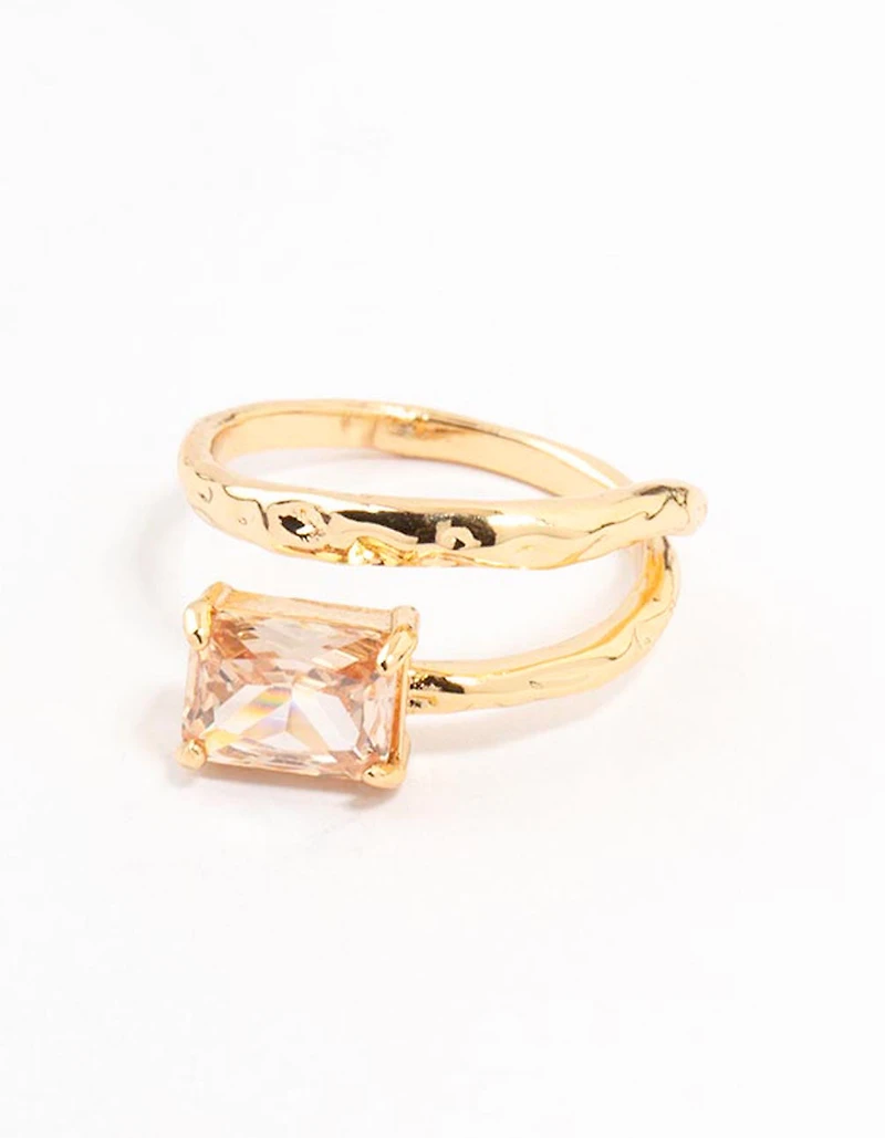 Gold Plated Rectangular Fine Wrapped Ring