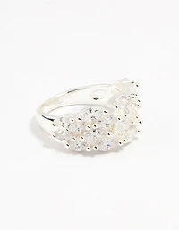 Silver Plated Marquise Cubic Zirconia Open Ring