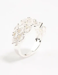 Silver Plated Marquise Cubic Zirconia Open Ring