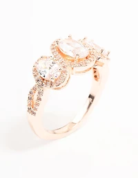 Rose Gold Trio Oval Cubic Zirconia Ring