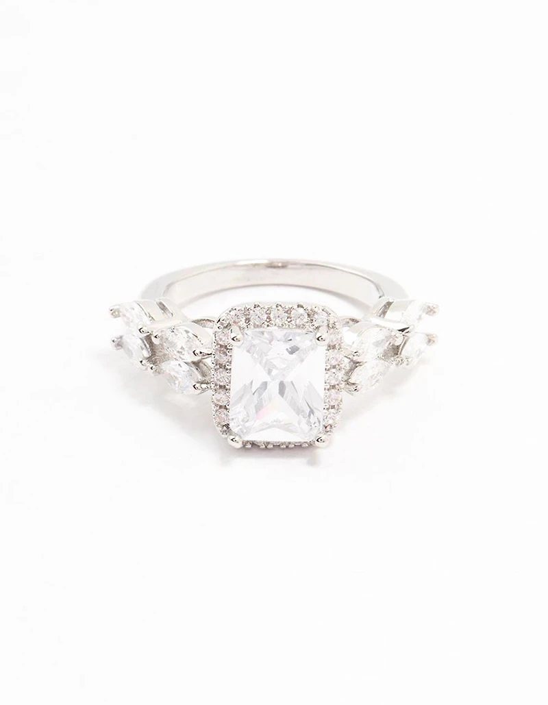 Silver Eloquent Cubic Zirconia Rectangular Ring