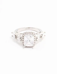 Silver Eloquent Cubic Zirconia Rectangular Ring