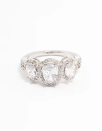 Anneau cubique en zircone ovale argent