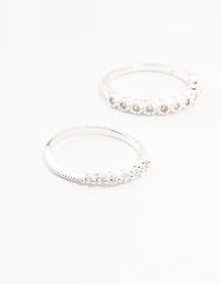 Silver Plated Fine Round Cubic Zirconia Stacking Rings 3-Pack
