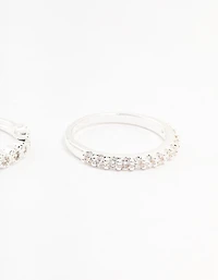 Silver Plated Fine Round Cubic Zirconia Stacking Rings 3-Pack